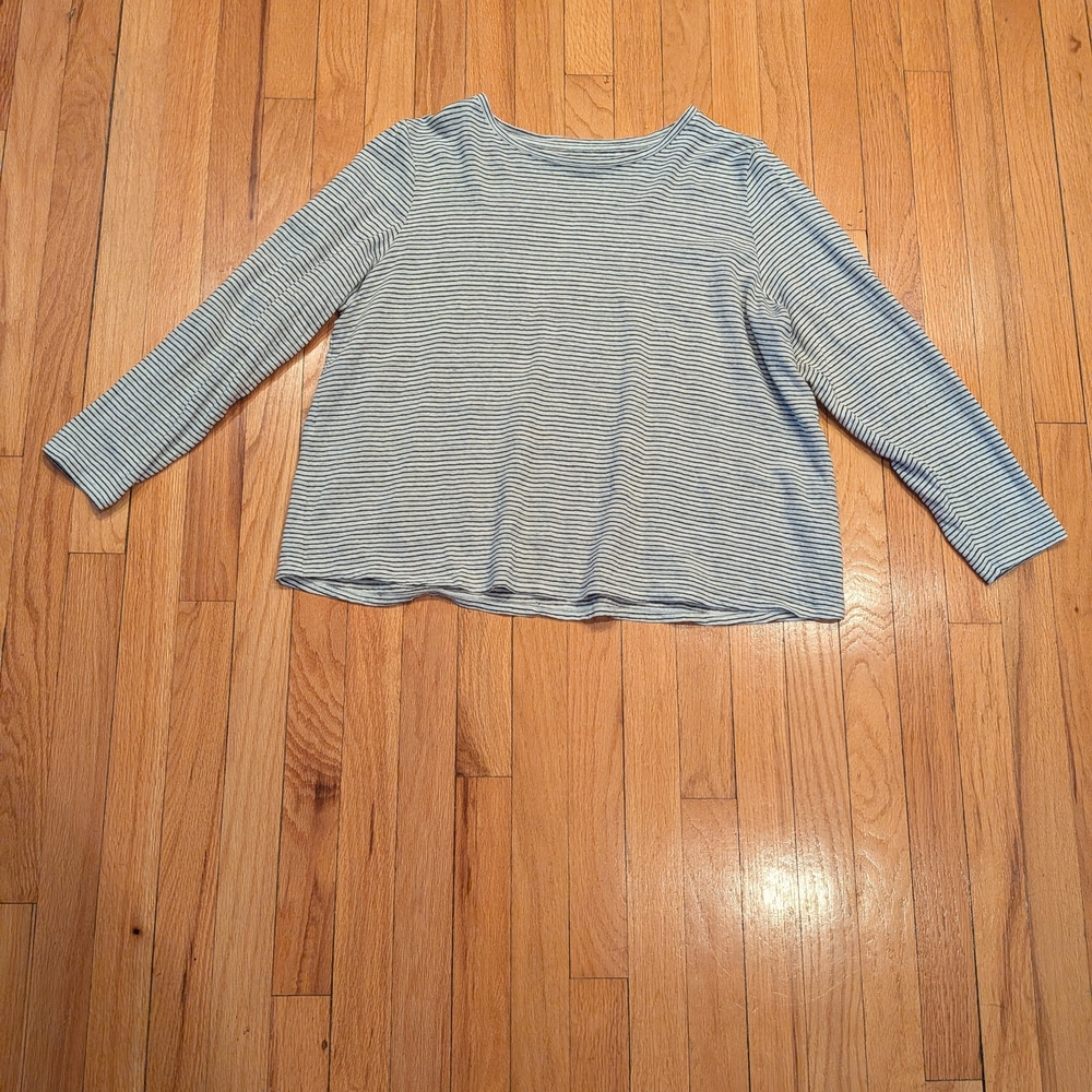 Eileen Fisher Linen Top Striped long sleeve Tee